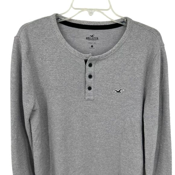 Hollister California Mens Henley Tee Long Sleeve Thermal Pullover Small Gray - Picture 2 of 13